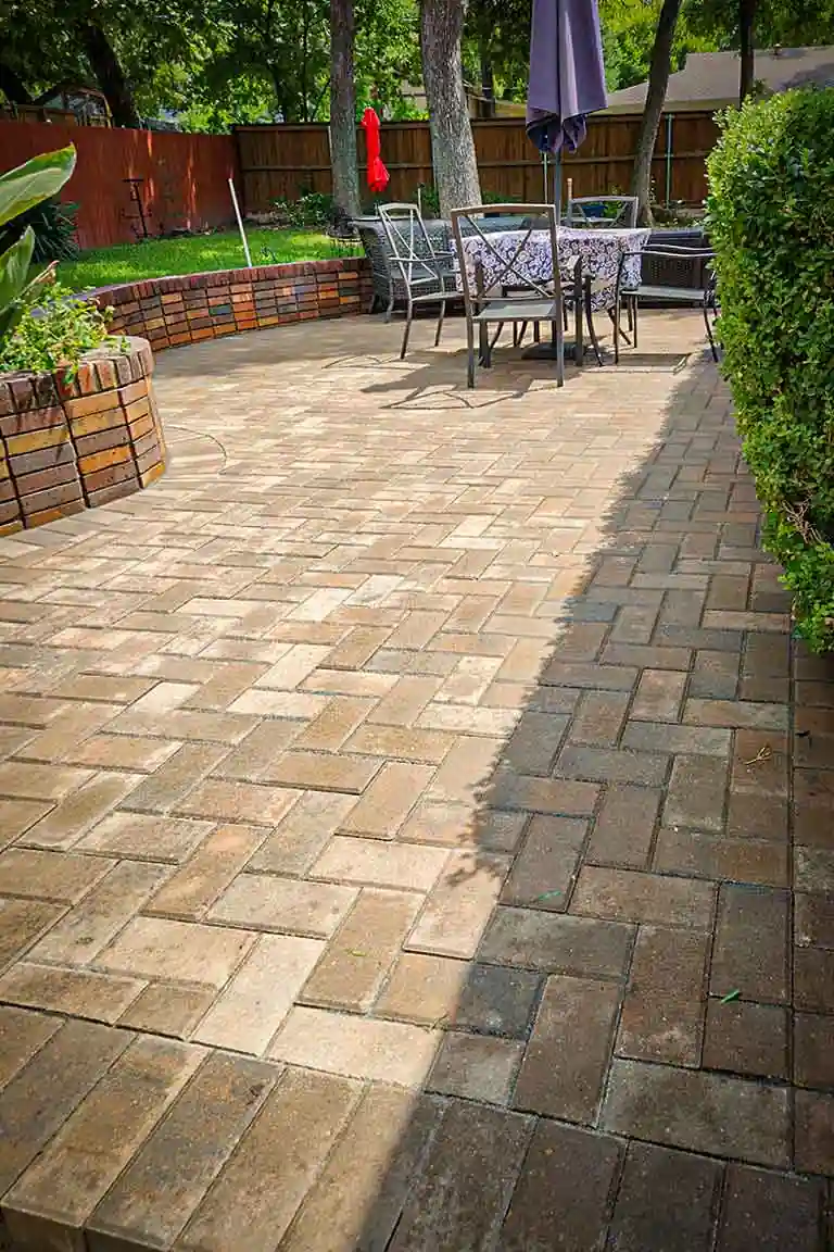 Backyard paver patio entertaining space
